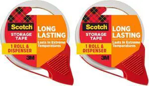 Long Lasting Storage Shipping Packaging Tape, 1.88" x 38.2 yd, 1 Roll with Dispenser (3650S-RD-ESF) (Pack of 2) Long Lasting Storage Shipping Packaging Tape, 1.88" x 38.2 yd, 1 Roll with Dispenser (3650S-RD-ESF) (Pack of 2)