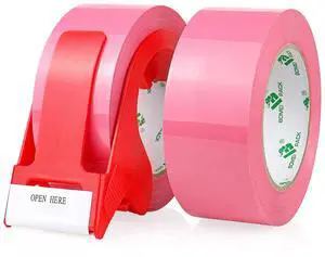 BOMEI PACK Pink Packing Tape with Dispenser, 2.4 Mil 1.88 Inch x 110 Yards, 2 Refills Rolls Color Box Tape for Moving, Shipping and Packaging BOMEI PACK Pink Packing Tape with Dispenser, 2.4 Mil 1.88 Inch x 110 Yards, 2 Refills Rolls Color Box Tape for Moving, Shipping and Packaging