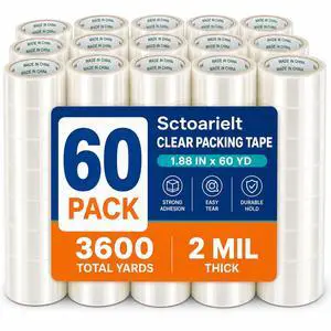 Clear Heavy Duty Packing Tape, 60 Rolls Bulk, 1.88 Inchs x 60 Yards Per Roll, Strong Packaging Tape for Shipping, Moving, Box Sealing & Refill Clear Heavy Duty Packing Tape, 60 Rolls Bulk, 1.88 Inchs x 60 Yards Per Roll, Strong Packaging Tape for Shipping, Moving, Box Sealing & Refill
