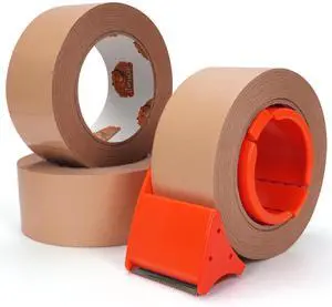 Eco-Friendly Paper Packing Tape with Dispenser, Waterproof Coated Kraft Packaging Tape 2Inch x 55Yard Brown Cardboard Tape Self Adhesive for Moving Packing Shipping Sealing Boxes, 3Rolls Eco-Friendly Paper Packing Tape with Dispenser, Waterproof Coated Kraft Packaging Tape 2Inch x 55Yard Brown Cardboard Tape Self Adhesive for Moving Packing Shipping Sealing Boxes, 3Rolls