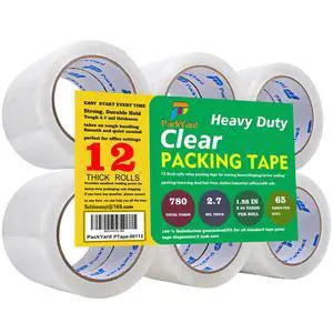 Packing Tape Refill Rolls Heavy Duty 12 Rolls Sealing Great for Packing Box Shipping and Moving Supplies Packaging 1.88" x 65 Yards 3" Core 2.7 Mil Thick Packing Tape Refill Rolls Heavy Duty 12 Rolls Sealing Great for Packing Box Shipping and Moving Supplies Packaging 1.88" x 65 Yards 3" Core 2.7 Mil Thick