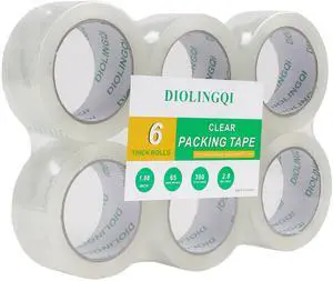 Clear Packing Tape, Heavy Duty Shipping Tape for Packaging Moving Sealing, 2.8 mil Thick, 1.88 inches Wide, 65 Yards Per Roll with Total 390 Yards (6 Rolls) Clear Packing Tape, Heavy Duty Shipping Tape for Packaging Moving Sealing, 2.8 mil Thick, 1.88 inches Wide, 65 Yards Per Roll with Total 390 Yards (6 Rolls)