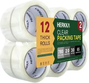 Clear Packing Tape, 12 Rolls Heavy Duty Packaging Tape for Shipping Packaging Moving Sealing, 3Mil Thick Clear Packing Tape, 2 inches Wide, 65 Yards Per Roll, 780 Total Yards Clear Packing Tape, 12 Rolls Heavy Duty Packaging Tape for Shipping Packaging Moving Sealing, 3Mil Thick Clear Packing Tape, 2 inches Wide, 65 Yards Per Roll, 780 Total Yards