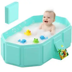 Collapsible Baby Bathtub, Toddler Bathtub with a Drain Plug, Folded for Storage Without Assembly, Suitable for Newborns to Toddlers, Portable Bathtub for Outdoor Travel, Green Collapsible Baby Bathtub, Toddler Bathtub with a Drain Plug, Folded for Storage Without Assembly, Suitable for Newborns to Toddlers, Portable Bathtub for Outdoor Travel, Green