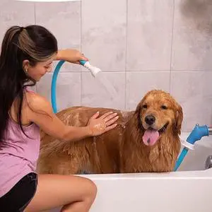 Slip-On Bathtub Faucet Sprayer Attachment. Ultra-Flex Dog Shower Hose Adapter Portable Hose Attachment with Sprayer Pet Showerhead Attach Tub Spout 5 Foot Hose. No Install for Speedy Washing Slip-On Bathtub Faucet Sprayer Attachment. Ultra-Flex Dog Shower Hose Adapter Portable Hose Attachment with Sprayer Pet Showerhead Attach Tub Spout 5 Foot Hose. No Install for Speedy Washing