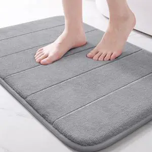 Memory Foam Bath Mat, Super Soft Absorbent Bathroom Rug Non Slip, Quick Dry, Machine Washable Floor Carpet for Tub Shower, Home Decor Accessories, 24x17, Grey Memory Foam Bath Mat, Super Soft Absorbent Bathroom Rug Non Slip, Quick Dry, Machine Washable Floor Carpet for Tub Shower, Home Decor Accessories, 24x17, Grey