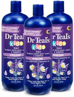 Kids 3-in-1 Sleep Bubble Bath, Body Wash & Shampoo with Melatonin & Essential Oil, Lavender Scent, 20 fl oz (Pack of 3) Kids 3-in-1 Sleep Bubble Bath, Body Wash & Shampoo with Melatonin & Essential Oil, Lavender Scent, 20 fl oz (Pack of 3)