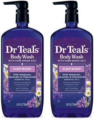 Sleep Body Wash with Pure Epsom Salt, Melatonin, Lavender & Chamomile Essential Oil Blend, 24 fl oz (Pack of 2) Sleep Body Wash with Pure Epsom Salt, Melatonin, Lavender & Chamomile Essential Oil Blend, 24 fl oz (Pack of 2)