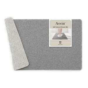 Soft Textured Bath, Shower, Tub Mat, 24x16 Inch Rectangular, Phthalate Free, Non Slip Comfort Bathtub Mats with Drain, PVC Loofah Bathroom Mat for Wet Areas, Quick Drying, Grey Soft Textured Bath, Shower, Tub Mat, 24x16 Inch Rectangular, Phthalate Free, Non Slip Comfort Bathtub Mats with Drain, PVC Loofah Bathroom Mat for Wet Areas, Quick Drying, Grey