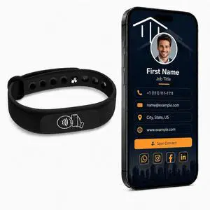 NFC Smart Business Card Wristband, Adjustable (Black) NFC Smart Business Card Wristband, Adjustable (Black)