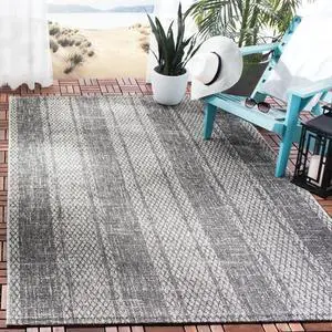 Washable Rug Outdoor Courtyard Collection - 5'3" x 7'7", Light Grey & Black, Non-Shedding & Easy Cleaning, Ideal for Patio, Backyard, Mudroom (CY8736-37612) Washable Rug Outdoor Courtyard Collection - 5'3" x 7'7", Light Grey & Black, Non-Shedding & Easy Cleaning, Ideal for Patio, Backyard, Mudroom (CY8736-37612)