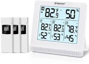 Indoor Outdoor Thermometer Wireless with 3 Remote Sensors, Digital Hygrometer Thermometer, Temperature Gauge Humidity Monitor with Backlight, 200FT/60M Transmission Range Indoor Outdoor Thermometer Wireless with 3 Remote Sensors, Digital Hygrometer Thermometer, Temperature Gauge Humidity Monitor with Backlight, 200FT/60M Transmission Range