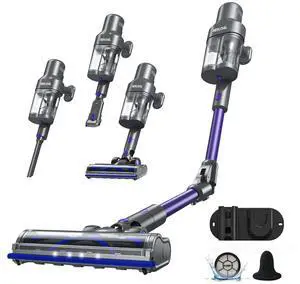 Cordless Vacuum Cleaner JQ02,450W 45KPA Full-Size Stick Cleaner with 800ML Dual-Layer Cyclone Dust Cup,HEPAFiltration,Lightweight&Low Noise for HardFloor,Pet,CarpetsPurple Cordless Vacuum Cleaner JQ02,450W 45KPA Full-Size Stick Cleaner with 800ML Dual-Layer Cyclone Dust Cup,HEPAFiltration,Lightweight&Low Noise for HardFloor,Pet,CarpetsPurple