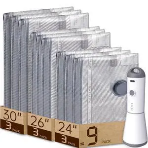 9 Pack Vacuum Bags for Travel with Rechargeable air Pump, Carry-on Size Vacuum Seal Bags for Luggage and Suitcase Compression, Space Saver for Clothes and Clothing Travel 9 Pack Vacuum Bags for Travel with Rechargeable air Pump, Carry-on Size Vacuum Seal Bags for Luggage and Suitcase Compression, Space Saver for Clothes and Clothing Travel