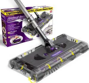 Swivel Sweeper Max - Cordless Electric Floor and Carpet Sweeper with Rotating Brush for Efficient Cleaning, Quad Brush Technology- Purple Swivel Sweeper Max - Cordless Electric Floor and Carpet Sweeper with Rotating Brush for Efficient Cleaning, Quad Brush Technology- Purple