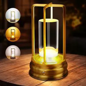 Cordless Table Lamp - Rechargeable LED Lamp with 2000mAh Battery, 3 Color Stepless Dimming & Touch Control, Portable Lamp for Indoor Outdoor, Bedroom, Restaurant, Bar, Patio, Camping, Gold Cordless Table Lamp - Rechargeable LED Lamp with 2000mAh Battery, 3 Color Stepless Dimming & Touch Control, Portable Lamp for Indoor Outdoor, Bedroom, Restaurant, Bar, Patio, Camping, Gold