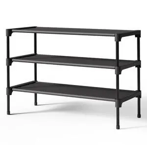 Shoe Rack - Non-Woven Shoe Rack Shelf, Shoe Organizer for Closet, Entryway, Garage & Corridor, Stackable Shoe Shelves, 27.5" Wide - 3 Tier, Black Shoe Rack - Non-Woven Shoe Rack Shelf, Shoe Organizer for Closet, Entryway, Garage & Corridor, Stackable Shoe Shelves, 27.5" Wide - 3 Tier, Black