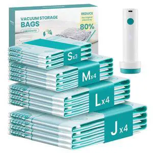 Vacuum Storage Bags, Rechargeable Portable Electric Pump, Space Saver Vacuum Seal Suction Bags for Clothing Travel Bedding Comforters, Reusable, 15 Pack, 3S/4M/4L/4J, Transparent ULVB203W101 Vacuum Storage Bags, Rechargeable Portable Electric Pump, Space Saver Vacuum Seal Suction Bags for Clothing Travel Bedding Comforters, Reusable, 15 Pack, 3S/4M/4L/4J, Transparent ULVB203W101