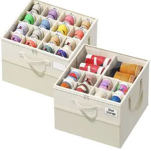 Plus Size 2 Pack Shoe Organizer for Closet, Foldable Shoe Storage Box Plus Size 2 Pack Shoe Organizer for Closet, Foldable Shoe Storage Box