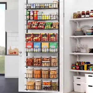 8-Tier Pantry Door Organizer, Over The Door Pantry Organizer Rack and Storage, Hanging Spice Rack Shelves Door, Home Office Laundry Room Bathroom & Kitchen Organization Essentials Metal 8-Tier Pantry Door Organizer, Over The Door Pantry Organizer Rack and Storage, Hanging Spice Rack Shelves Door, Home Office Laundry Room Bathroom & Kitchen Organization Essentials Metal