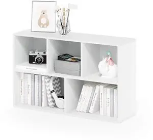 LUDER Book Shelf, 5-Cube Bookshelf, Reversible Bookcase, 9.4 x 19.5 x 31.5, Easy Assembly, for Living Room, Bedroom, Home Office, White LUDER Book Shelf, 5-Cube Bookshelf, Reversible Bookcase, 9.4 x 19.5 x 31.5, Easy Assembly, for Living Room, Bedroom, Home Office, White