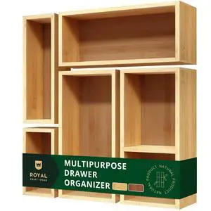 5-Piece Bamboo Drawer Organizer Set Multi-Use Storage Trays for Kitchen, Bathroom, Office, Makeup, Jewelry & More Junk Drawer Tray, Utensil Holder, Storage Box & Bin Set (5 Boxes) 5-Piece Bamboo Drawer Organizer Set Multi-Use Storage Trays for Kitchen, Bathroom, Office, Makeup, Jewelry & More Junk Drawer Tray, Utensil Holder, Storage Box & Bin Set (5 Boxes)