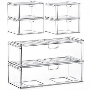 Acrylic Stackable Storage Drawers Set of 6, Clear Plastic Storage Drawer Organzier, Storage Organizer, Makeup Organizer,Ideal for Vanity, Bathroom,Cabinet,Pantry Organization Acrylic Stackable Storage Drawers Set of 6, Clear Plastic Storage Drawer Organzier, Storage Organizer, Makeup Organizer,Ideal for Vanity, Bathroom,Cabinet,Pantry Organization