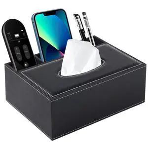 Multifunction PU Leather Tissue Box Cover Rectangular Upgrade Large Size Stationery Napkin Remote Control Holder Storage Box,Facial Tissue Dispenser Desk Organizer Caddy Home Office Supplies (Black) Multifunction PU Leather Tissue Box Cover Rectangular Upgrade Large Size Stationery Napkin Remote Control Holder Storage Box,Facial Tissue Dispenser Desk Organizer Caddy Home Office Supplies (Black)