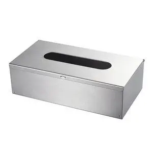 Rectangular Tissue Box Cover - Napkin Holder, Facial Tissue Storage Box - Decorative Holder for Bathroom, Bedroom, Nightstand, Office - Stainless Steel, Brushed Nickel Rectangular Tissue Box Cover - Napkin Holder, Facial Tissue Storage Box - Decorative Holder for Bathroom, Bedroom, Nightstand, Office - Stainless Steel, Brushed Nickel