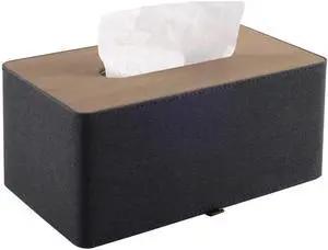 High-end Pu Leather Tissue Box Holder Two Color Combination-Linen and Wood Grain,Rounded Rectangle Napkin Paper Case Dispenser for Home Bathroom Dresser Offices Car Tissue Cover (Black) High-end Pu Leather Tissue Box Holder Two Color Combination-Linen and Wood Grain,Rounded Rectangle Napkin Paper Case Dispenser for Home Bathroom Dresser Offices Car Tissue Cover (Black)
