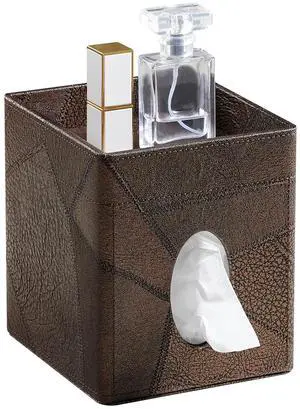 Square Tissue Box Cover, Stylish Leather Tissue Box Holder with Storage Tray, Decorative Tissue Rack Storage Box for Living Room, Bedroom, and Office Desk (Brown Vintage) Square Tissue Box Cover, Stylish Leather Tissue Box Holder with Storage Tray, Decorative Tissue Rack Storage Box for Living Room, Bedroom, and Office Desk (Brown Vintage)