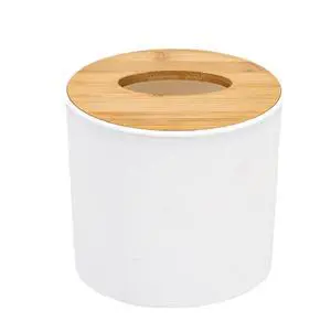 Bamboo Lid Round Tissue Holder Box 5x5'' Decorative Toilet Paper Roll Dispenser & Dryer Sheet Case Space-Saving Wood Organizer for Bathroom - for Paper Rolls Under 5 inches only Bamboo Lid Round Tissue Holder Box 5x5'' Decorative Toilet Paper Roll Dispenser & Dryer Sheet Case Space-Saving Wood Organizer for Bathroom - for Paper Rolls Under 5 inches only