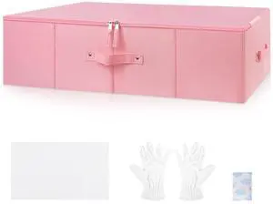 Wedding Dress Storage Box,Wedding Dress Preservation Kit with 50 Sheets of Acid Free Tissue Paper,1 Pair Microfiber Gloves and Clothing Desiccants,WeddingDress Preservation Box-Bride Musthaves Wedding Dress Storage Box,Wedding Dress Preservation Kit with 50 Sheets of Acid Free Tissue Paper,1 Pair Microfiber Gloves and Clothing Desiccants,WeddingDress Preservation Box-Bride Musthaves