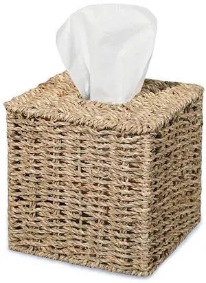 Seagrass Handwoven Wicker Tissue Box Cover, Natural Handmade Napkin Box Holder, Handcrafted Square Facial Tissue Holder for Bathroom, Rustic Decorative on Table and Bathroom,Boho Decorative Seagrass Handwoven Wicker Tissue Box Cover, Natural Handmade Napkin Box Holder, Handcrafted Square Facial Tissue Holder for Bathroom, Rustic Decorative on Table and Bathroom,Boho Decorative