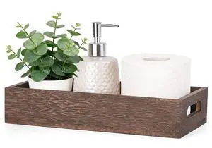 Bathroom Basket Wood Toilet Paper Storage Basket with Handle for Organizing, Farmhouse Tank Topper Tray, Rustic Home Decor for Shelf, Countertop, Bedroom, Livingroom, Kitchen, Brown Bathroom Basket Wood Toilet Paper Storage Basket with Handle for Organizing, Farmhouse Tank Topper Tray, Rustic Home Decor for Shelf, Countertop, Bedroom, Livingroom, Kitchen, Brown