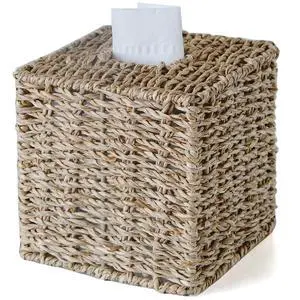 Seagrass Tissue Box Cover, Wicker Tissue Box Holder Square, Hand Woven Cube Tissue Box Cover Tissue Holder for Bathroom Living Room Kitchen Office, Natural Seagrass Tissue Box Cover, Wicker Tissue Box Holder Square, Hand Woven Cube Tissue Box Cover Tissue Holder for Bathroom Living Room Kitchen Office, Natural