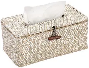 Rectangle Natural Seagrass Tissue Box Cover,Woven Tissue Box with Bottom,Farmhouse Tissue Box Holder for Living Room Bathroom Vanity Toilet Table Desk Countertop Office Car,Whitewash Rectangle Natural Seagrass Tissue Box Cover,Woven Tissue Box with Bottom,Farmhouse Tissue Box Holder for Living Room Bathroom Vanity Toilet Table Desk Countertop Office Car,Whitewash