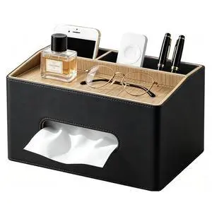 Rectangular Tissue Box Cover, PU Leather Facial Tissue Holder with Storage Tray, Modern Remote Control Holder, Desk Organizer Accessories for Nightstand Living Room Bathroom Office Home Decor Rectangular Tissue Box Cover, PU Leather Facial Tissue Holder with Storage Tray, Modern Remote Control Holder, Desk Organizer Accessories for Nightstand Living Room Bathroom Office Home Decor