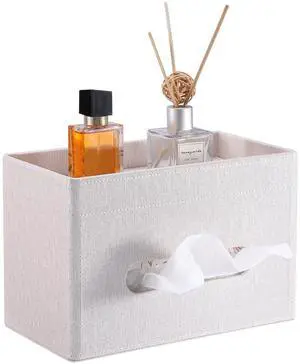 Tissue Box Cover with Storage Tray, Decorative Rectangular Tissue Holder Linen Facial Tissues Organizer Stylish Modern Tissue Dispenser for Bathroom Toilet Tank Vanity Dresser Table Tissue Box Cover with Storage Tray, Decorative Rectangular Tissue Holder Linen Facial Tissues Organizer Stylish Modern Tissue Dispenser for Bathroom Toilet Tank Vanity Dresser Table