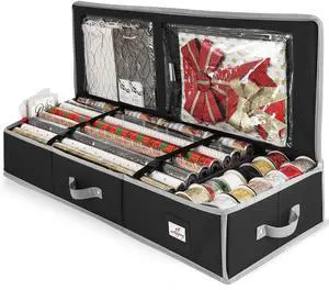 Wrapping Paper Storage Container - Christmas Storage Bag with Interior Pockets - Gift Wrapping Organizer Storage Fits Up to 22 Rolls of 40" - Tear Proof Wrapping Paper Organizer Wrapping Paper Storage Container - Christmas Storage Bag with Interior Pockets - Gift Wrapping Organizer Storage Fits Up to 22 Rolls of 40" - Tear Proof Wrapping Paper Organizer