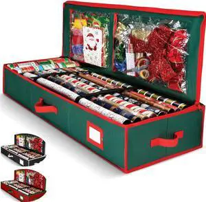 Premium Wrapping Paper Organizer Storage | Gift Wrap Holder With Extra Pockets for Christmas Decorations, Reinforced Handles, Heavy Duty, Ultra-Durable, Tear-Proof Fabric - Fits Up to 27 Rolls (Green) Premium Wrapping Paper Organizer Storage | Gift Wrap Holder With Extra Pockets for Christmas Decorations, Reinforced Handles, Heavy Duty, Ultra-Durable, Tear-Proof Fabric - Fits Up to 27 Rolls (Green)