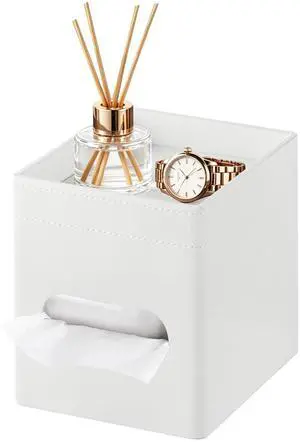 PU Leather Square Tissue Box Cover with Storage Tray,Modern Decorative Tissue Holder for Bathroom Vanity Night Stands, Office Desk,Stylish Tissue Holder for Home & Office Décor PU Leather Square Tissue Box Cover with Storage Tray,Modern Decorative Tissue Holder for Bathroom Vanity Night Stands, Office Desk,Stylish Tissue Holder for Home & Office Décor