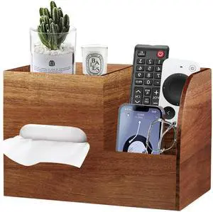 Wood Tissue Box Cover Square with Tray and Remote Holder, Multifunctional Tissues Cube Box Organizer/Shelf/Rack, Napkin Storage Box for Bathroom, Vanity, Nightstand, Office, Home Decor Wood Tissue Box Cover Square with Tray and Remote Holder, Multifunctional Tissues Cube Box Organizer/Shelf/Rack, Napkin Storage Box for Bathroom, Vanity, Nightstand, Office, Home Decor