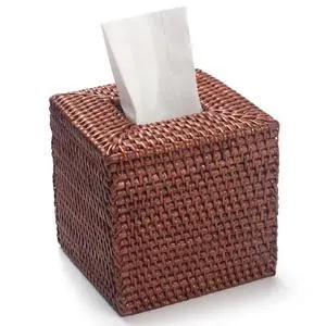 Square Rattan Tissue Box Cover, Hand Woven Wicker Tissue Holder, 5.5 x 5.5 X 5.7 inches, Honey Brown Square Rattan Tissue Box Cover, Hand Woven Wicker Tissue Holder, 5.5 x 5.5 X 5.7 inches, Honey Brown