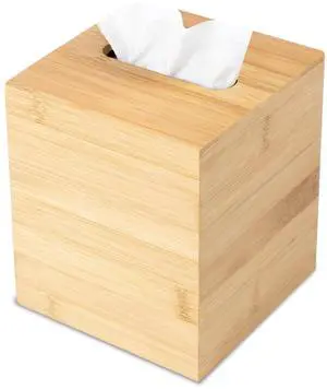 Design Tissue Box Holder - Modern, Minimalist, Durable Wooden Bamboo Box with Sliding Bottom, Easy-Refill - Premium-Quality Bamboo Cover, Square Design Tissue Box Holder - Modern, Minimalist, Durable Wooden Bamboo Box with Sliding Bottom, Easy-Refill - Premium-Quality Bamboo Cover, Square