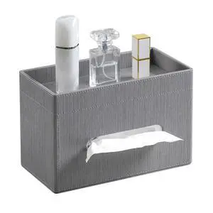 Plus Size Tissue Box Cover Rectangle, PU Leather Tissue Box Holder with Storage Tray, Decorative Organizer Tissue Holder for Bathroom, Bedroom Dresser, Night Stand, Office (Grey) Plus Size Tissue Box Cover Rectangle, PU Leather Tissue Box Holder with Storage Tray, Decorative Organizer Tissue Holder for Bathroom, Bedroom Dresser, Night Stand, Office (Grey)