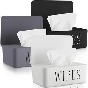 3 Pack Baby Wipes Dispenser Holder Wipe Container for Bathroom with Lid Toilet Tissue Paper Storage Refillable Box for Home Office Cars(Small,Black, White, Gray) 3 Pack Baby Wipes Dispenser Holder Wipe Container for Bathroom with Lid Toilet Tissue Paper Storage Refillable Box for Home Office Cars(Small,Black, White, Gray)