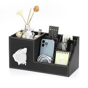 Tissue Box Cover, Square PU Tissue Box Organizer, Leather Tissue Covers with Storage, Stylish Tissue Holders for Bahtroom Living Room Kitchen Dining Table Desk Office, Black Tissue Box Cover, Square PU Tissue Box Organizer, Leather Tissue Covers with Storage, Stylish Tissue Holders for Bahtroom Living Room Kitchen Dining Table Desk Office, Black