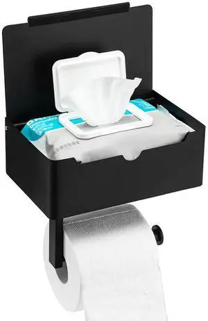 Matte Black Toilet Paper Holder Tissue Roll Hanger with Shelf Flushable Wipes Dispenser Storage Box Large Stainless Steel Bathroom Lavatory Hardware Wall Mount Adhesive Matte Black Toilet Paper Holder Tissue Roll Hanger with Shelf Flushable Wipes Dispenser Storage Box Large Stainless Steel Bathroom Lavatory Hardware Wall Mount Adhesive