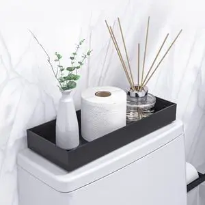 Toilet Tank Tray for Modern Black Bathroom Decor Set of 2 Toilet Tank Topper Paper Storage Decorative Organizer Box Wood Vanity Tray for Counter Decor Dresser Tops 15" x 6" x 2" (Black) Toilet Tank Tray for Modern Black Bathroom Decor Set of 2 Toilet Tank Topper Paper Storage Decorative Organizer Box Wood Vanity Tray for Counter Decor Dresser Tops 15" x 6" x 2" (Black)